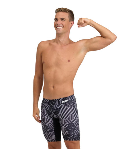 Arena Performance Men's Kikko Pro Swim Jammer MaxLife Athletic Practice Knee-Length Swimsuit Short, Black/Black Multi, US Size 20