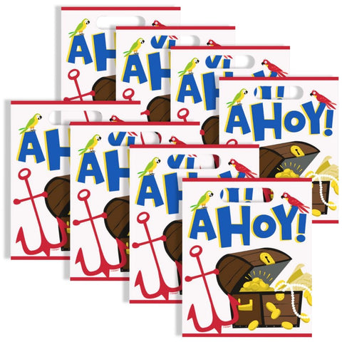 Multicolor Ahoy Pirate Loot Bags (8 Count) - Perfect for Themed Parties & Treasure Hunt Adventures