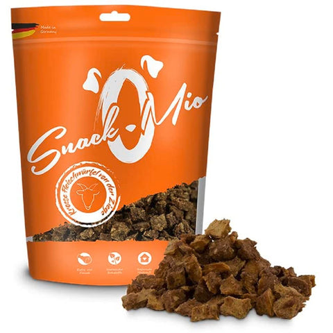 SnackOMio Premium Dog Snack, Crispy Goat Meat Cubes, Grain-Free, Pack of 1 (1 x 125 g)