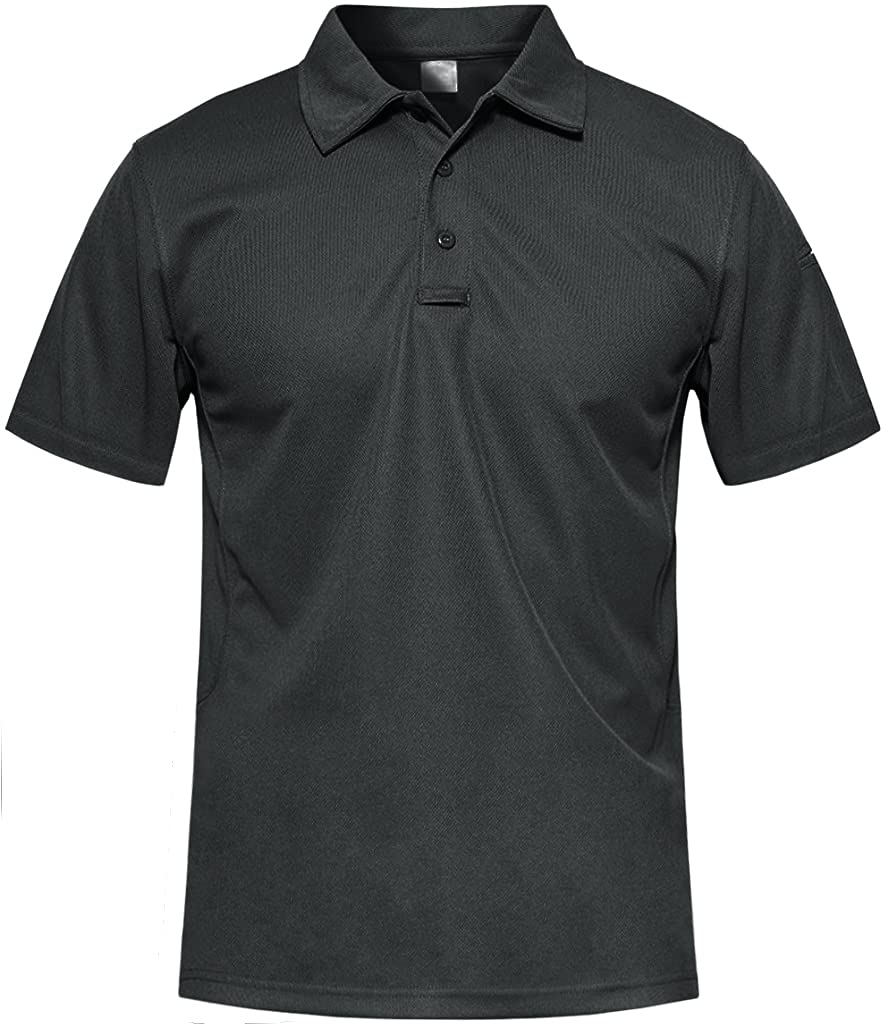 MAGCOMSEN Mens Golf Shirts Work Casual Polo Tshirts for Men Regular Fit Sports Breathable Tee Top Cycling Walking Shirts for Men Outdoor Quick Dry Jogging Tshirt Grey
