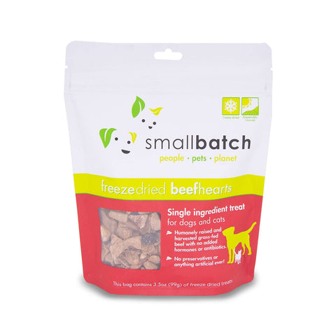 smallbatch Pets Premium Freeze-Dried Beef Heart Treats for Dogs and Cats, 3.5 oz, Made and Sourced in The USA, Single Ingredient, Humanely Raise Meat, No Preservatives or Anything Artificial Ever