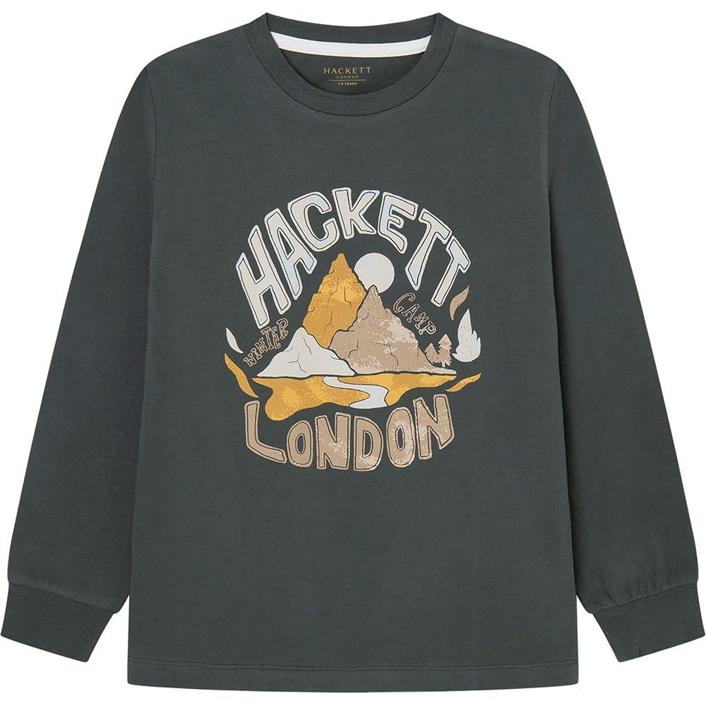 Hackett London Boy's Hackett Mountain T-Shirt, Green (Dark Green), 9 Years