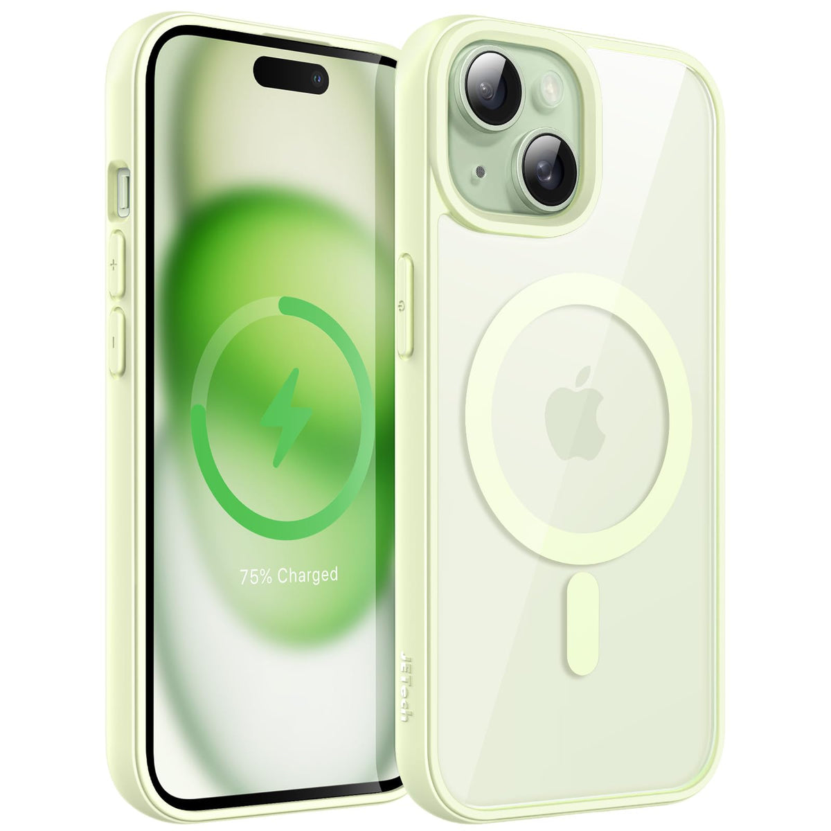 JETech Magnetic Case for iPhone 15 6.1-Inch Compatible with MagSafe, Shockproof Phone Bumper Cover, Solid Color Matte TPU Frame, Anti-Scratch Clear Back (Green)