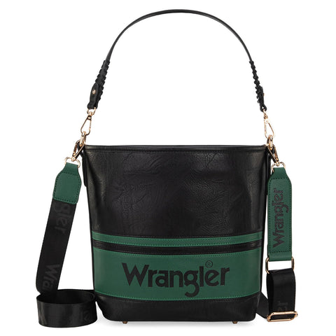 Wrangler Purse for Women Hobo Bag Western Shoulder Handbag Tote Medium with Guitar Strap Gift Black WG79-G918BBK