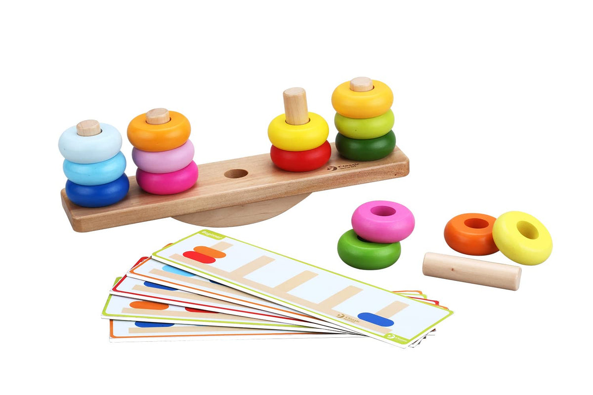 Classic World - Wooden Balance Stacking Toy - Stacking Rings - Balancing Math Games - Teaching Aids for Preschool Learning - Early Development Toys - Suitable for 3+ Years Old, 26 pcs