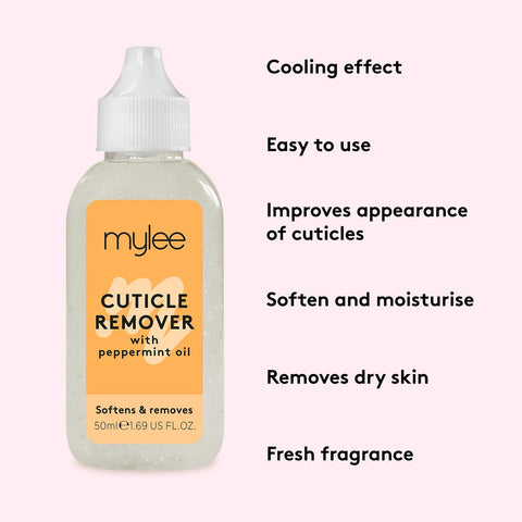 Mylee Cuticle Remover Gel with Peppermint Oil 50ml - Softens and Moisturises Cuticles, Removes Dead Skin