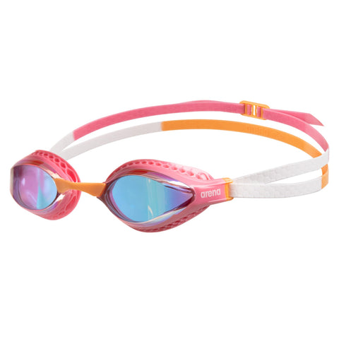 ARENA Unisex Adult Air-Speed Anti-Fog Racing Swim Goggles for Men and Women Special Air Seals Technology Mirror Lens, Yellow Copper/Light Pink/Orange