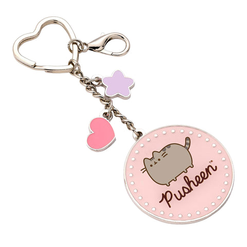 Pusheen the Cat Pink Name Keyring with Mini Charms