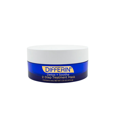 Differin Clay Face Mask, Detox and Soothe 2 Step Treatment Clay Mask by the makers of Differin Gel, Gentle Skin Care for Acne Prone Sensitive Skin, 1.75 oz