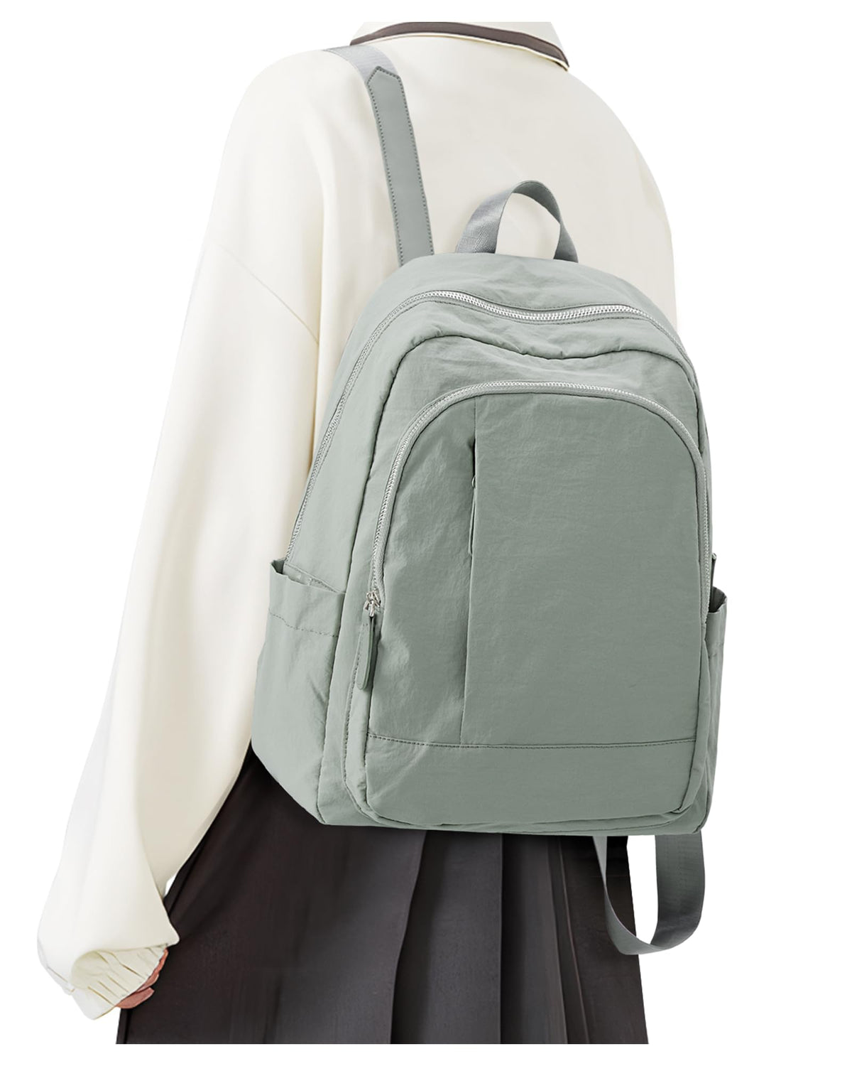 bergsalz Mini Backpack For Women Backpack Purse For Women Small Lightweight College Backpack Teacher Work Backpack Casual Daypack Backpacks Grey Green