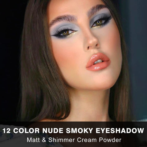 Grey brown Eyeshadow Makeup Palette Neutral ,12 Color Matte Shimmer Natural Nude Naked Smoky Eye Shadow Palettes with Mirro,Long Lasting Waterproof Smooth Eye Shade Daily,Talc Free For Sensitive Skin