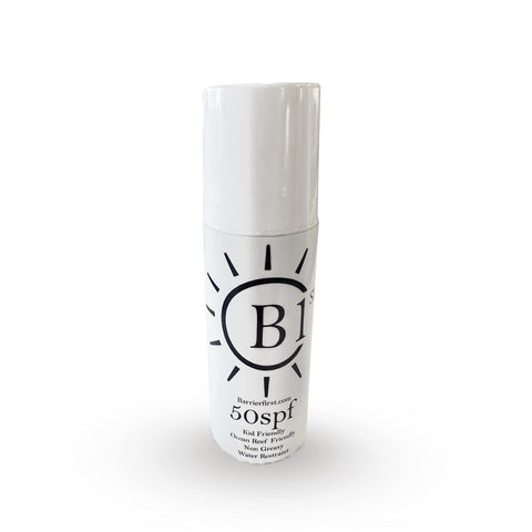 Barrier First Reef Safe Sunscreen SPF 50 Roller Ball Applicator, Kid Friendly, Non Greasy, Water Restraint, Nice Smell, Barrier 1st