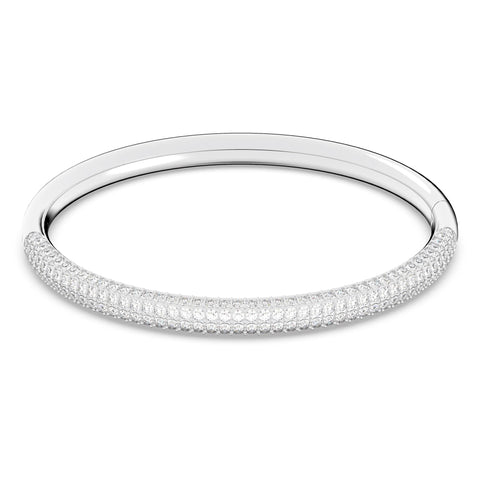 SWAROVSKI Dextera Women's Bangle Bracelet, Large Bracelet with Clear Crystal PavÃ© on a Rhodium Finished Band with Hinge Closure