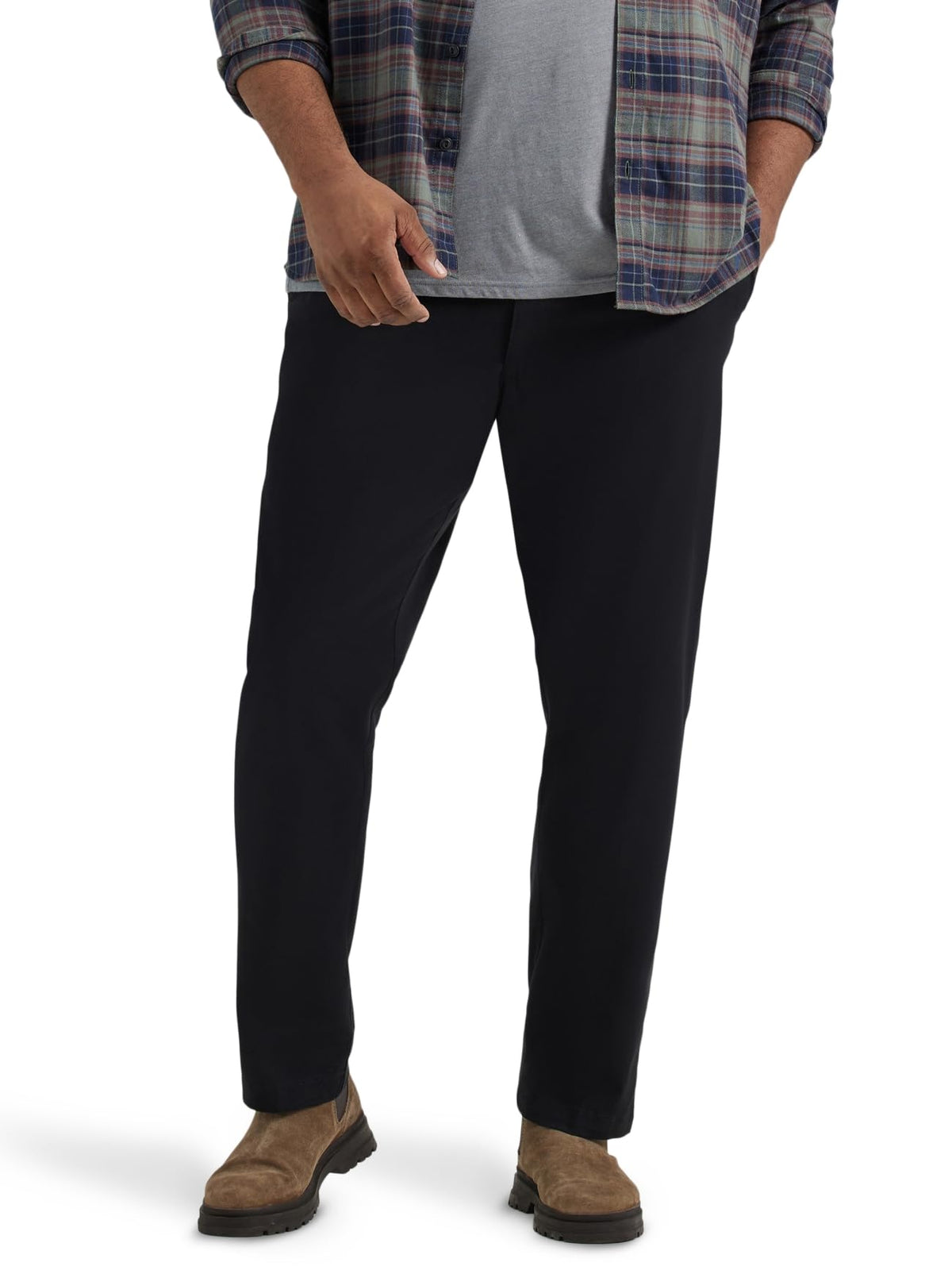 Lee Men's Big & Tall Extreme Motion Flat Front Relaxed Taper Pant Black 36W x 36L