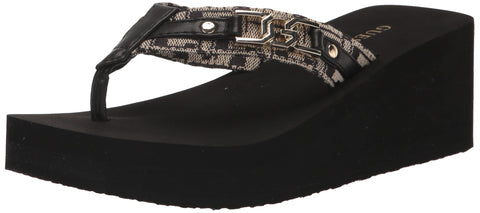 GUESS Women's Ediva Wedge Sandal, Black 001, 5