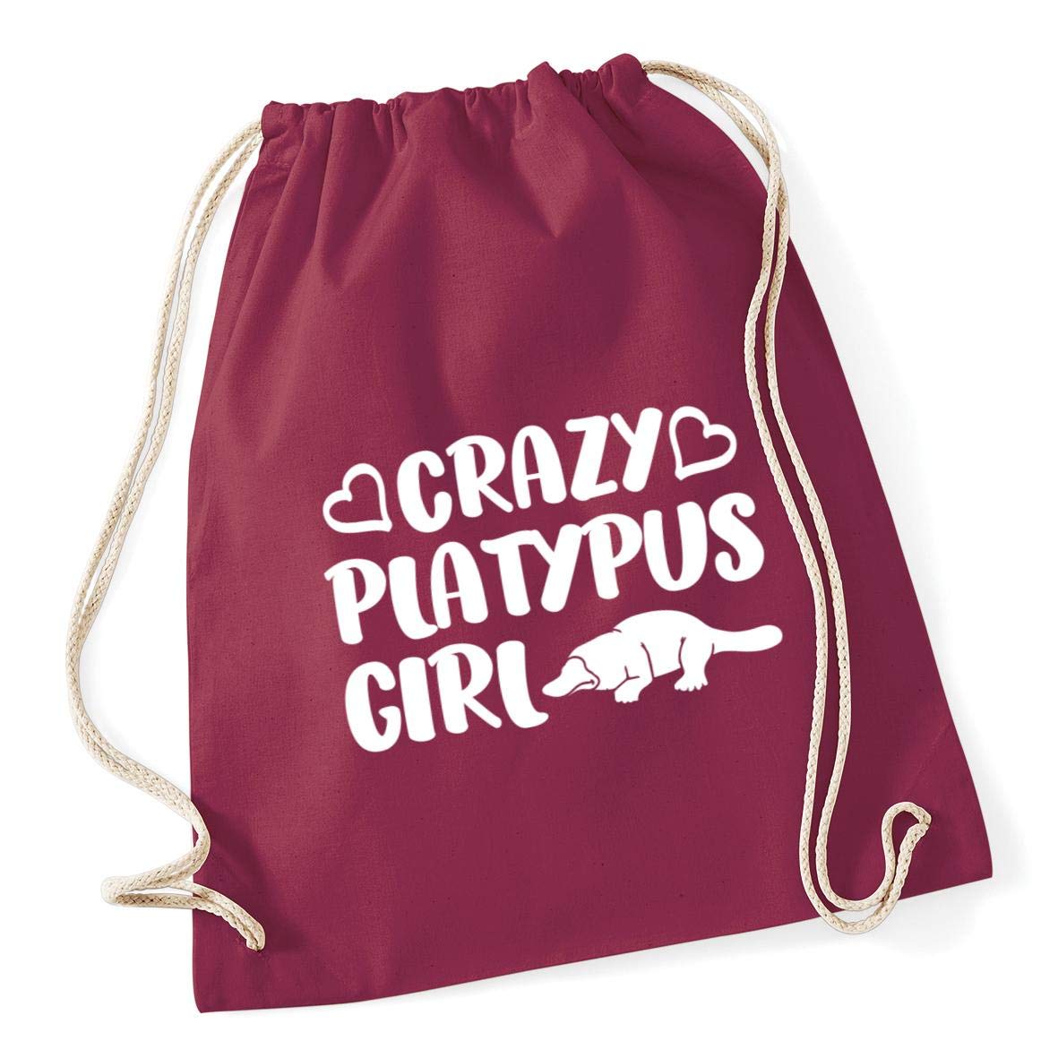 Hippowarehouse Crazy platypus girl Drawstring Cotton School Gym Bag 37cm x 46cm, 12 litres