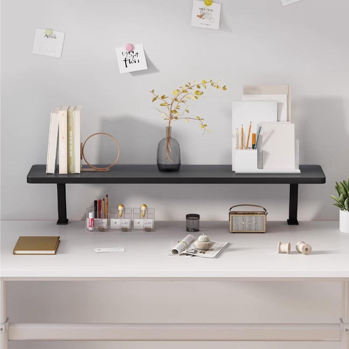 KUHEITAER Clamp On Desk Organizer Shelf, Desk Extension, Desk Extender Side Table, 23 Inch Desk Extension Shelf, Adjustable Desk Top Organizer, Above or Below Desk Placement