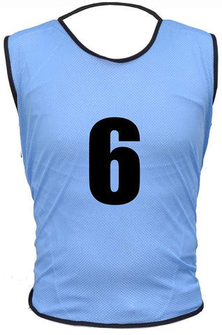 10 MESH BIBS FOOTBALL TRAINING SPORTS BIBS NUMBERED (2-11 OR number of your choice) Front/Back OR Front & Back (Sky (Front & Back), Youth (Men's Small-Medium))