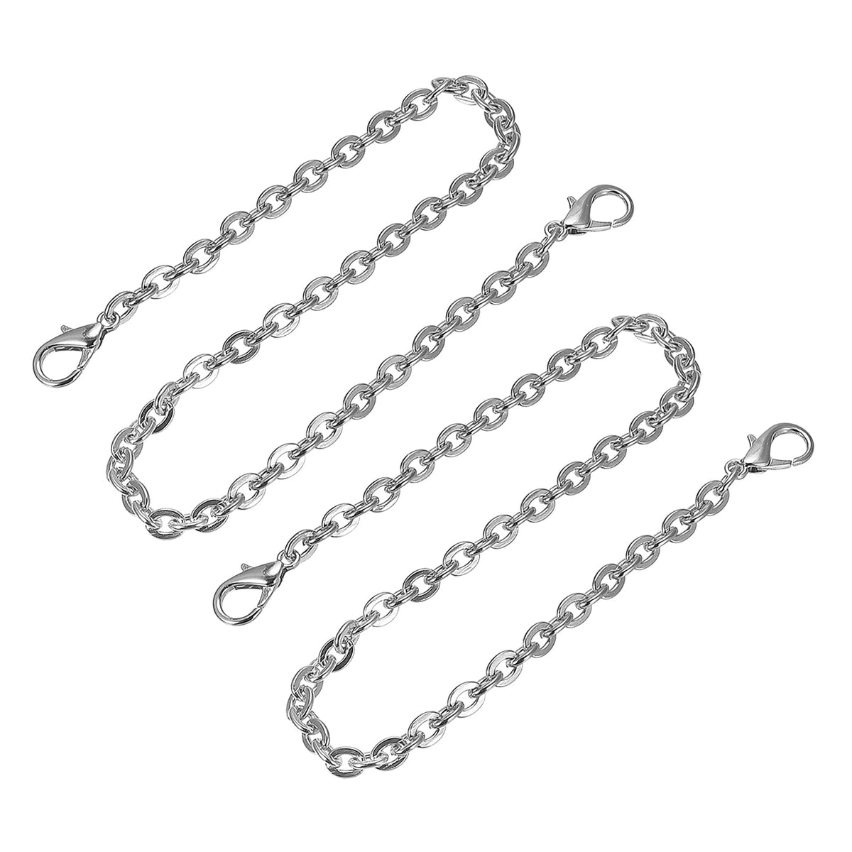 uxcell Purse Chain Strap, 2Pcs 16"x0.22" Flat Chain Strap Handbag Chains Accessories Purse Straps Shoulder Cross Body Replacement Strap, Silver Tone