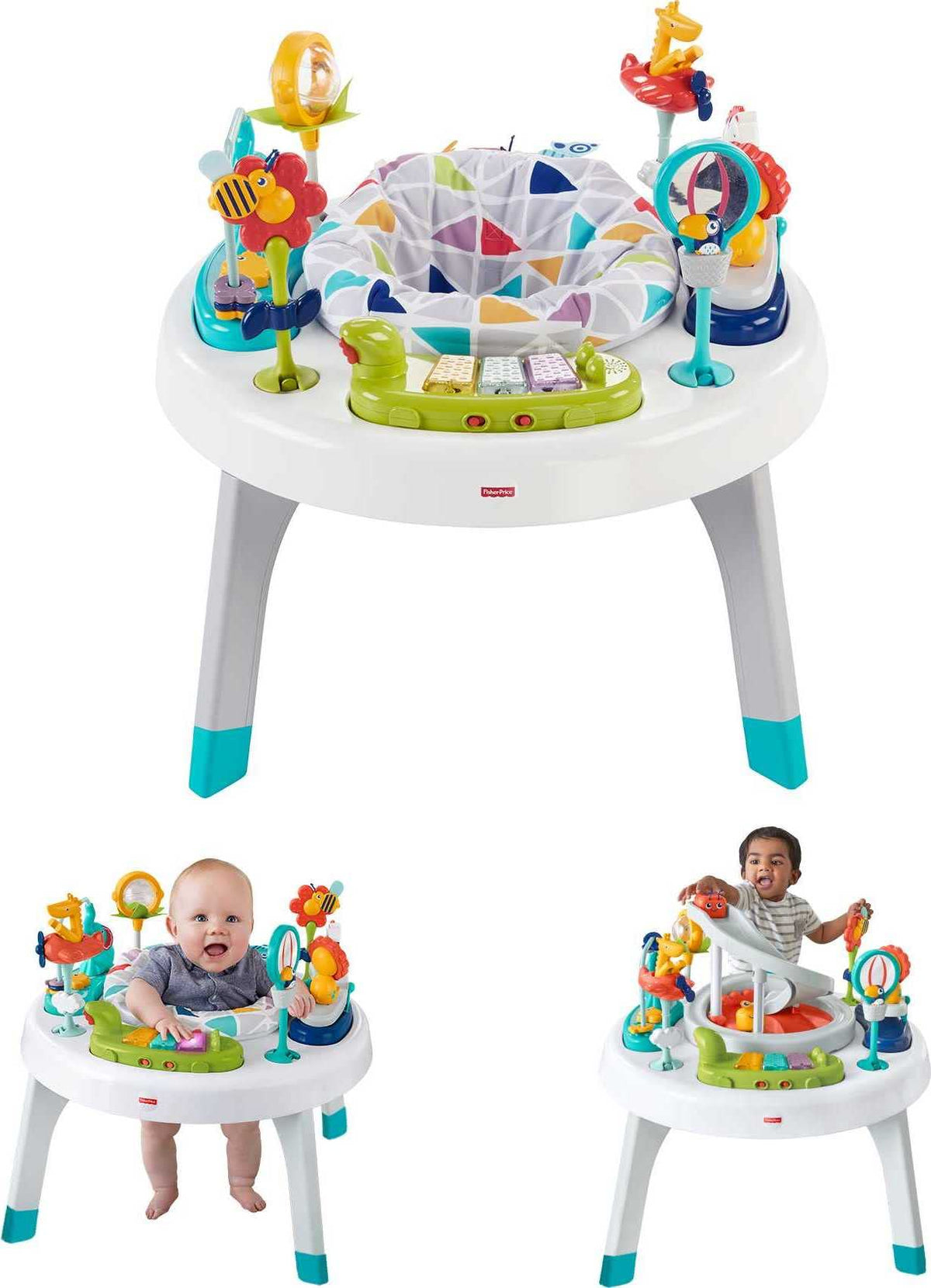 Fisher-Price Baby to Toddler Toy 2-In-1 Sit-To-Stand Activity Center with Music Lights and Spiral Ramp, Spin ÃƒÂ¢Ã¢â€šÂ¬Ã‹Å“N Play Safari