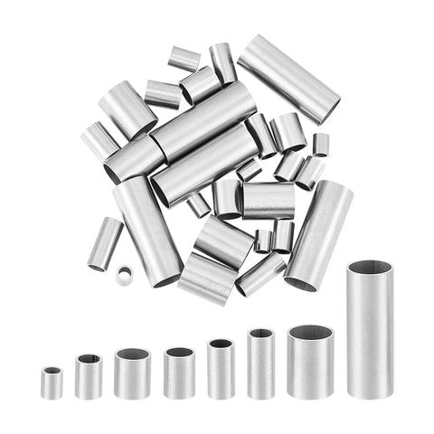 UNICRAFTALE 40 Pcs 8 Sizes 5/7/8/8.5/10/12/25mm Tube Spacer Beads Morse Code Bead Stainless Steel Loose Beads Tube Large Hole Spacer Beads Smooth Surface Beads Finding for DIY