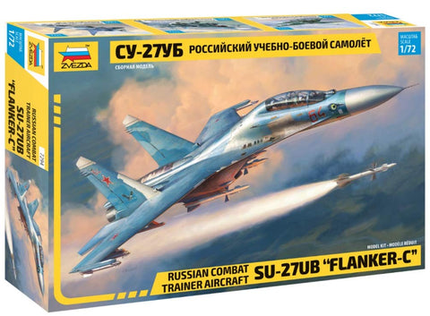 Zvezda 7294 500787294 - 1:72 Sukhoi SU-27 UB Flanker-C, Standing Model Building, Hobby, Crafts, Plastic Kit, Unvarnished