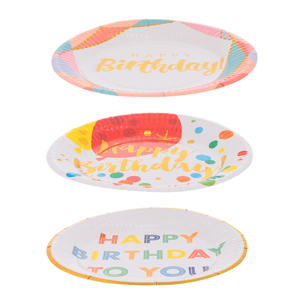 NUOBESTY 30pcs Disposable paper tray birthday dessert serving plate plates kids cutlery Birthday Dessert Plate Party appetizer plate takeaway paper plate bronzing birthday plate man