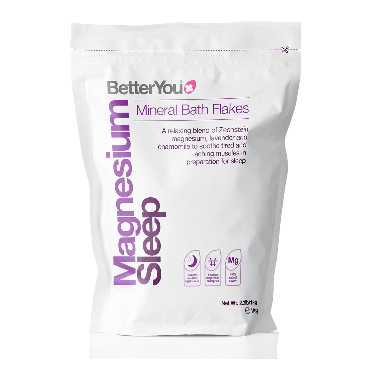 BetterYou Magnesium Sleep Mineral Bath Flakes - Mineral Bath Salts For Muscle Relaxation - Soothing Sore Muscle Soak - Natural Vegan Formula - 2.3 lb