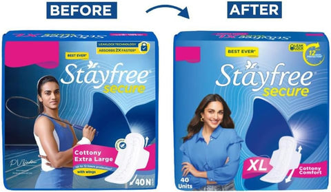 Stayfree Stay Secure Extra Large Cottony Soft Cover Sanitary Pads For Women With Wings, 40 Pads '