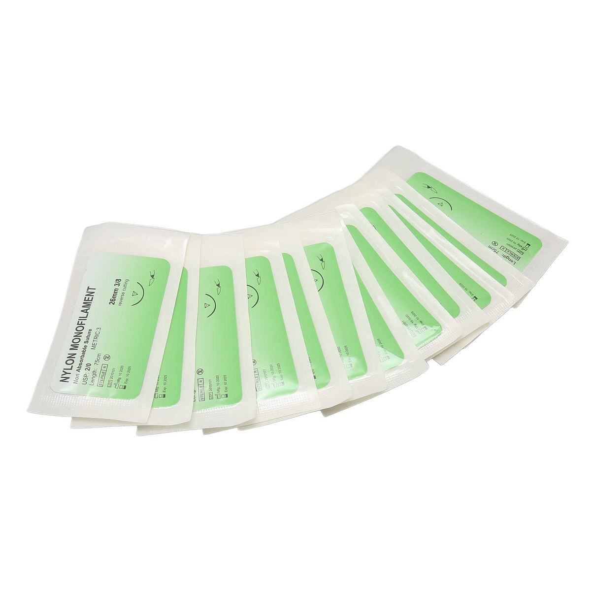 Suture Thread Set, Nylon Curved Needle 12 Bags Prevent Broken Suture Practice Thread for Biology Classes (2/0)