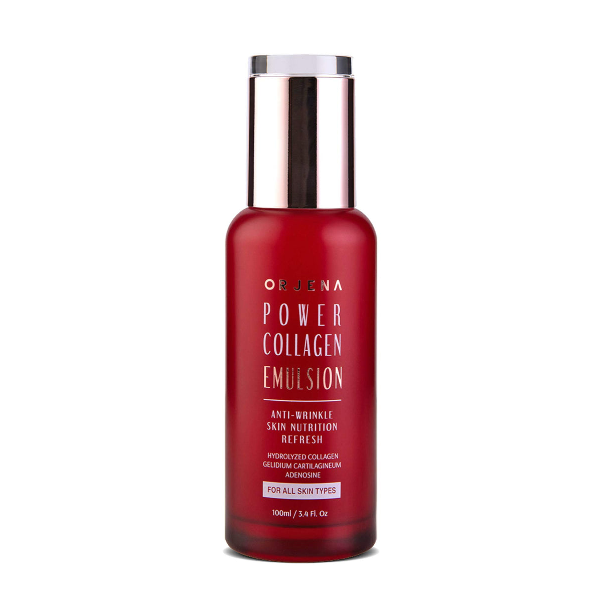 ORJENA POWER COLLAGEN EMULSION - Anti-Wrinkles, Skin Nutrition, Refresh, Hydrolyzed Collagen, Gonidium Cartilagineum, Adenosine - For All Skin Types,100ml Net Wt