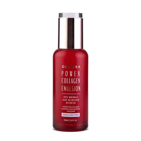 ORJENA POWER COLLAGEN EMULSION - Anti-Wrinkles, Skin Nutrition, Refresh, Hydrolyzed Collagen, Gonidium Cartilagineum, Adenosine - For All Skin Types,100ml Net Wt
