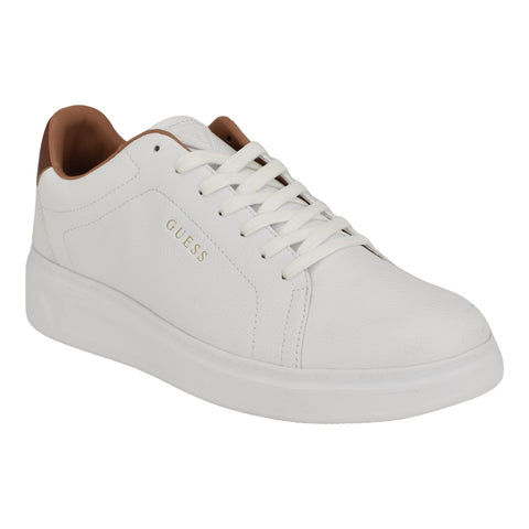 Guess Men's CALDY Sneaker, White/Cognac 140, 12