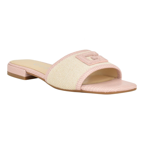 GUESS Women's TAMPA Flat Sandal, Light Natural/Pink Multi, 7.5