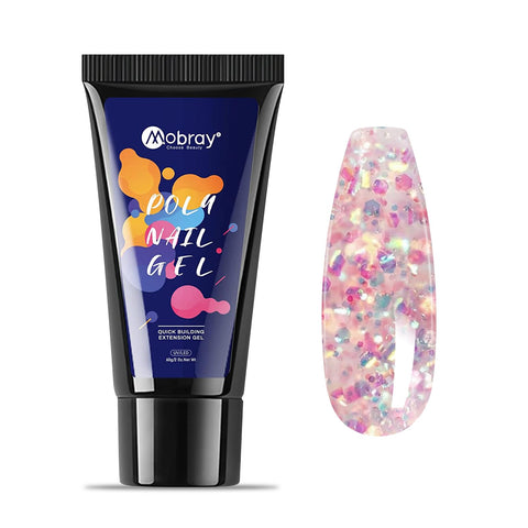 Mobray 60g Poly Nail Extension Gel Glitter Pink Color
