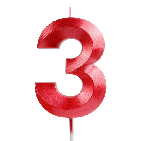 Yiran 3D Birthday Candles,Red Candle Number 3 Candle, Birthday Candle for Cake, Boys Girls Cake Topper Birthday Candles Number 3 Birthday,Party Men Women Wedding Anniversary Celebration Supplies