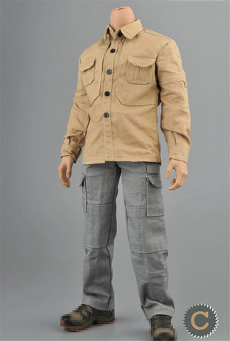 HiPlay 1/6 Scale Figure Doll Clothes, Shirt+Pants, Outfit Costume for 12 inch Male Action Figure Phicen/TBLeague CM111(Sand)