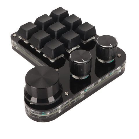 Naroote Macro Pad,Macro Keyboard Mini 9 Key Keypad with 3 Knob RGB Light Blue Switch DIY Programmable Universal Mini Macro Mechanical Gaming Keyboard Programming Keyboard for Pc