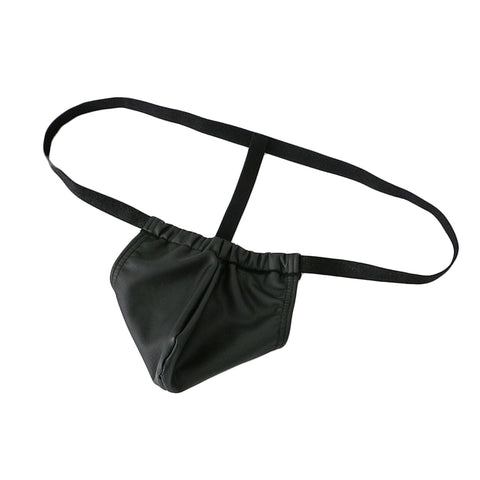 Letuwj Transparent triangle shorts men's underwear panties triangle imitation leather breathable thin section Black S