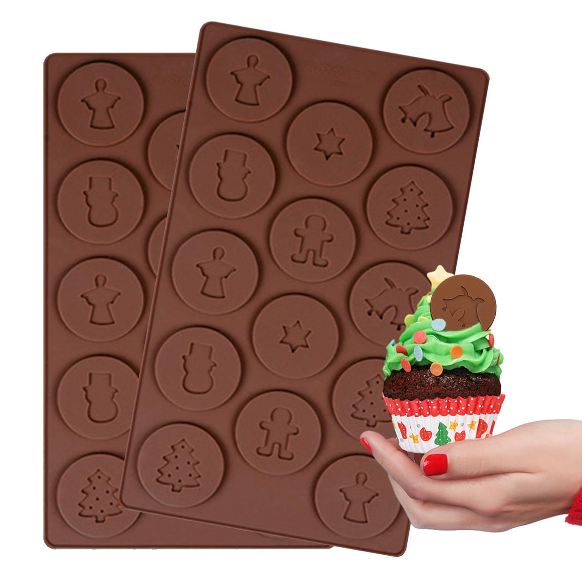 UTEFIF Christmas Chocolate Mould, Silicone, Irregular Shape, Brown, 120ml, For Christmas Cakes, Sweets, Chocolate Soap