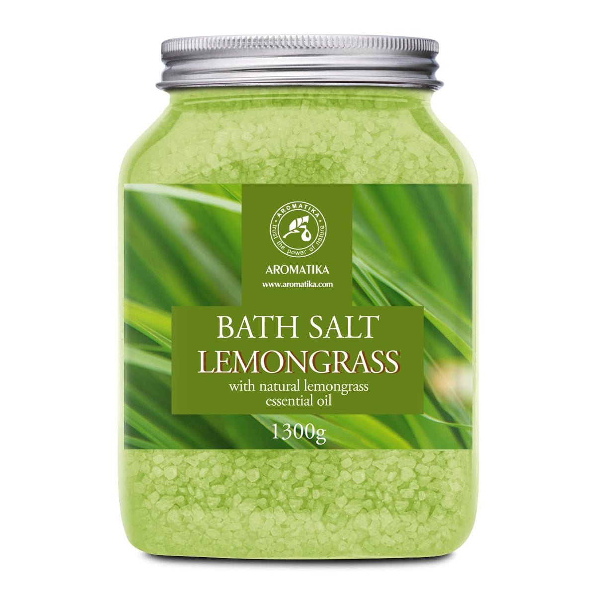 Bath Salts w/Natural Essential Lemongrass Oil 1300g - Sea Salt Bath for Good Sleep - Bathing - Body Care - Wellness - Beauty - Relaxation - Aromatherapy - Spa - Bath Supplement