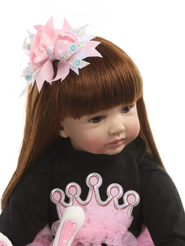 TERABITHIA 24 inch 60cm So Truly Big Size Reborn Princess Toddler Dolls in Silicone Vinyl Real Handmade Long Hair Stuffed Cloth Body Newborn Girl Doll Children Birthday Xmas Gift