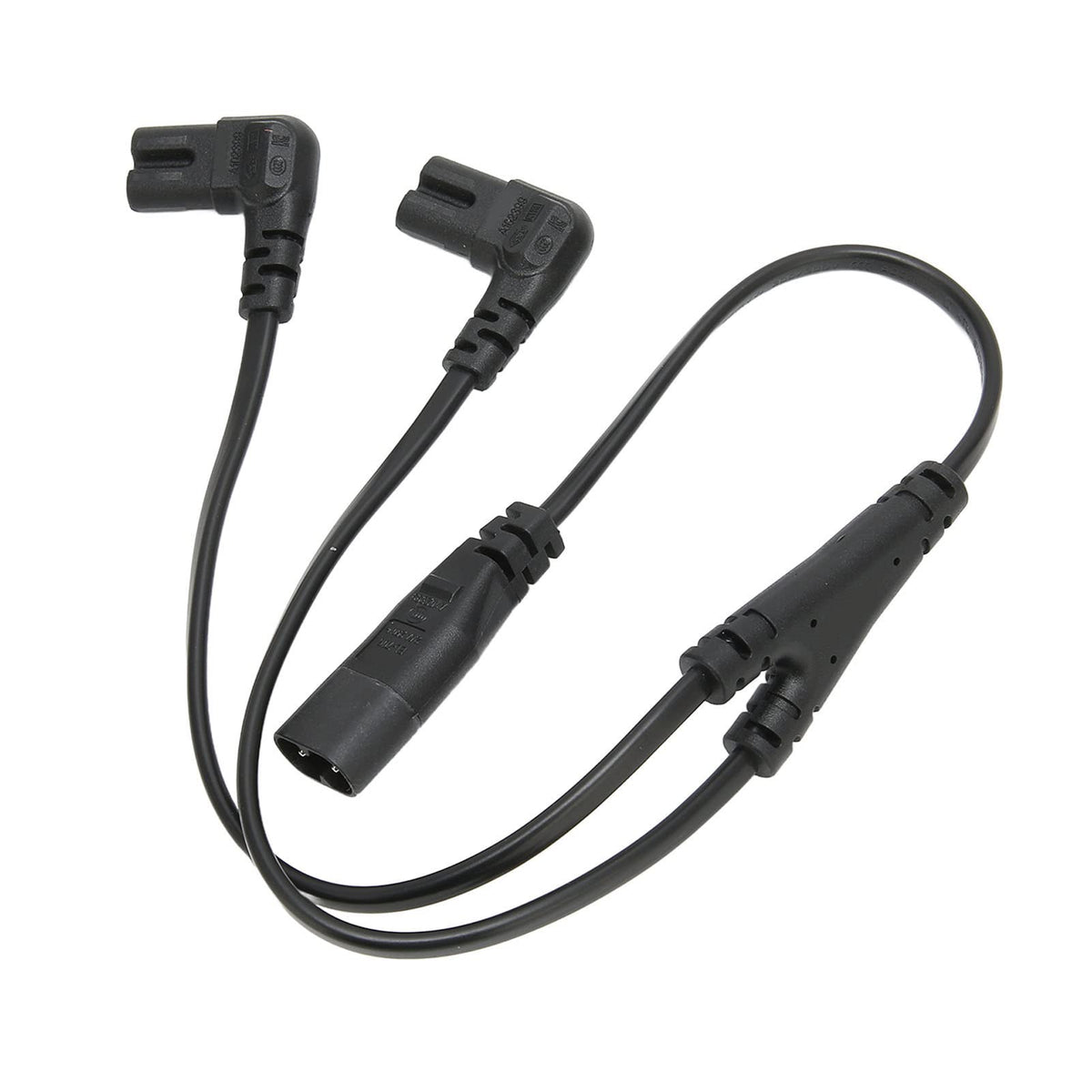 IEC 320 C8 to Dual C7 Y Split Power Cord, 1500W IEC Figure 8 Male to 2 Female 1 in 2 Out AC Power Splitter Cable for LCD Monitor Desk Lamp