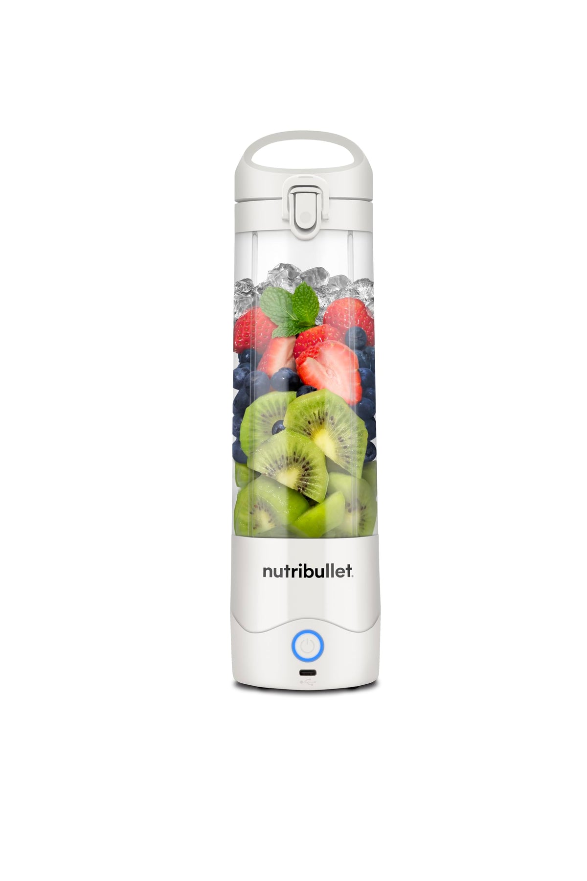 NutriBullet Portable, Portable and Lightweight Personal Blender, Electric Blender, Smoothies Blender, Multifunctional Blender, 475 ml Cups, USB-C Charger, White, NBP003W