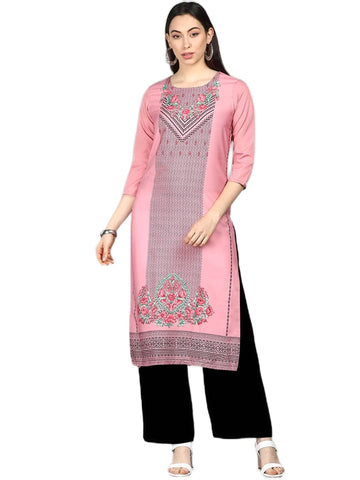 Vaamsi Crepe Digital Printed Kurti(VPK1612A_Pink_S)
