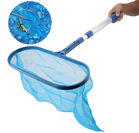 Pool Skimmer Net with Telescopic Pole Leaf Skimmer Mesh Rake Net for Fast Cleaning Spas & Ponds Debris, Used in Spa Pond Swimming Pool, Pool Cleaner Supplies