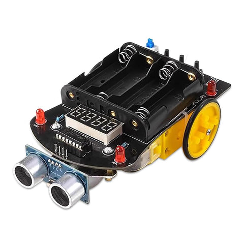 ZORZA 1Set Ultrasonic Ranging Alarm Soldering Electronics Kit DIY Soldering Project Kit Obstacle Avoidance Smart Car,Fun Soldering Practice Kit with Omni-Directional Wheels,Fun Education Experience