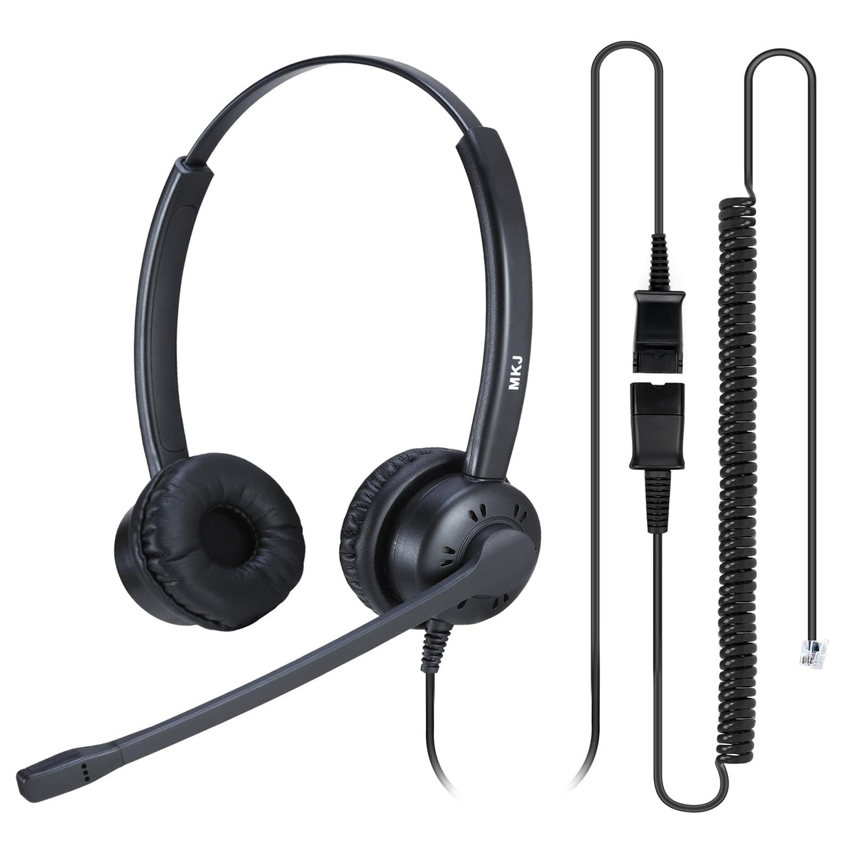 Telephone Headset RJ9 Call Center Headset with Noise Cancelling Microphone Compatible with Plantronics for Cisco IP Phone Plus Extra two RJ9 Adapters for Avaya Yealink Siemens Gigaset Grandstream Aastra