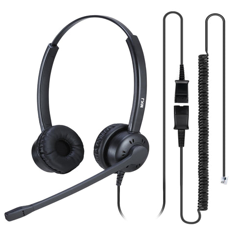 Telephone Headset RJ9 Call Center Headset with Noise Cancelling Microphone Compatible with Plantronics for Cisco IP Phone Plus Extra two RJ9 Adapters for Avaya Yealink Siemens Gigaset Grandstream Aastra