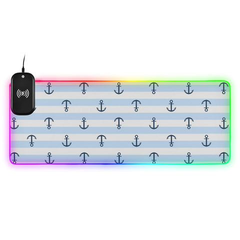 Anchor Wireless Charging Mouse Pad for Mobile Phone Extra Large Gaming Mousepad with 13 Lighting Modes Mouse Mat for Gaming MacBook PC Laptop Desk Office Home